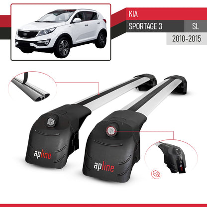 Compatible with Kia Sportage 3 (SL) 2010-2015 ACE-2 Model Car Roof Rack Cross Bar Gray Aluminium 2 Bars