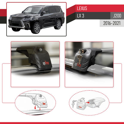 Compatible with Lexus LX 570 (J200) 2016-2021 ACE-2 Model Car Roof Rack Cross Bar Gray Aluminium 2 Bars