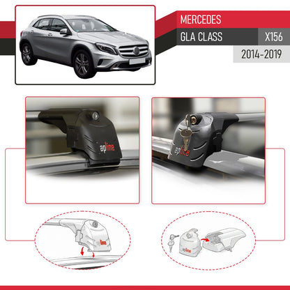 Compatible with Mercedes GLA Class (X156) 2014-2019 ACE-2 Model Car Roof Rack Cross Bar Gray Aluminium 2 Bars