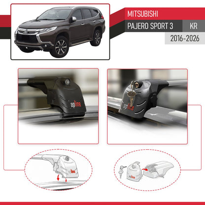 Compatible with Mitsubishi Pajero Sport 3 (KR) 2016-2026 ACE-2 Model Car Roof Rack Cross Bar Gray Aluminium 2 Bars