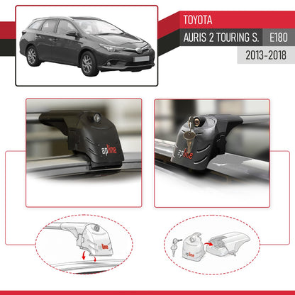 Compatible with Toyota Auris 2 (E180) Touring Sports 2013-2018 ACE-2 Model Car Roof Rack Cross Bar Gray Aluminium 2 Bars