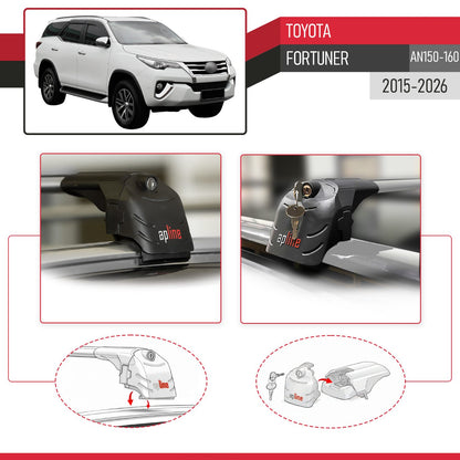 Compatible with Toyota Fortuner (AN150 AN160) 2015-2026 ACE-2 Model Car Roof Rack Cross Bar Gray Aluminium 2 Bars