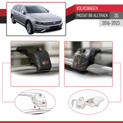 Compatible with Volkswagen Passat B8 (3G) Alltrack 2016-2023 ACE-2 Model Car Roof Rack Cross Bar Gray Aluminium 2 Bars