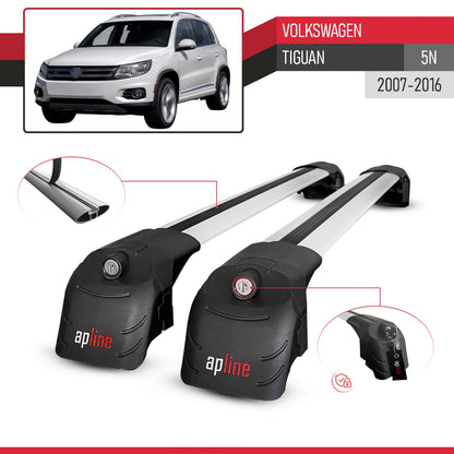 Compatible with Volkswagen Tiguan (5N) 2007-2016 ACE-2 Model Car Roof Rack Cross Bar Gray Aluminium 2 Bars