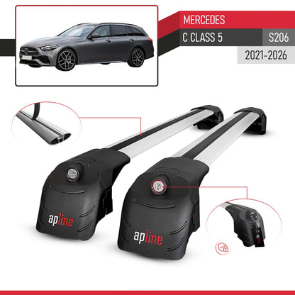 Compatible with Mercedes C Class 5 (S206) 2021-2026 ACE-2 Model Car Roof Rack Cross Bar Gray Aluminium 2 Bars