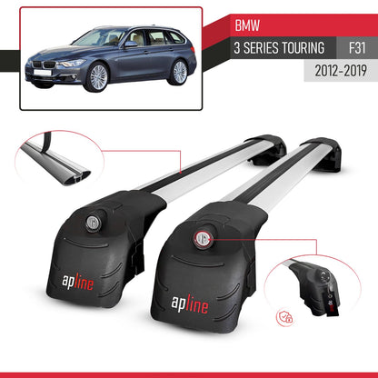 Compatible with BMW 3 Series (F31) Touring 2012-2019 ACE-2 Model Car Roof Rack Cross Bar Gray Aluminium 2 Bars