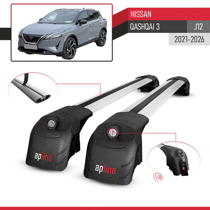 Compatible with Nissan Qashqai 3 (J12) 2021-2026 ACE-2 Model Car Roof Rack Cross Bar Gray Aluminium 2 Bars