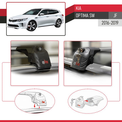 Compatible with Kia Optima (JF) SW 2016-2019 ACE-2 Model Car Roof Rack Cross Bar Gray Aluminium 2 Bars