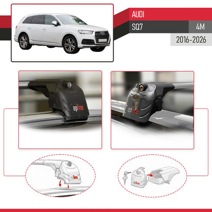 Compatible with Audi SQ7 (4M) 2016-2025 ACE-2 Car Roof Rack Cross Bar Grey Aluminium 2 Bars