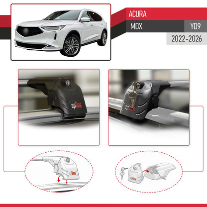Compatible with Acura MDX 2022-2024 ACE-2 Car Roof Rack Cross Bar Grey Aluminium 2 Bars