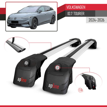Compatible with Volkswagen ID.7 Tourer 2024-2026 ACE-2 Model Car Roof Rack Cross Bar Gray Aluminium 2 Bars