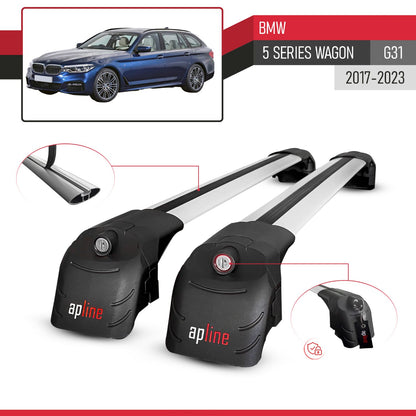 Compatible with BMW 5 Series G31 Wagon 2017-2023 ACE-2 Car Roof Rack Cross Bar Grey Aluminium 2 Bars