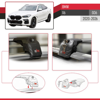 Compatible with BMW X6 (G06) 2020-2025 ACE-2 Car Roof Rack Cross Bar Grey Aluminium 2 Bars