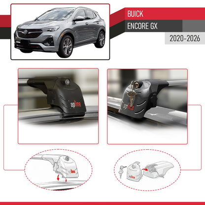 Compatible with Buick Encore GX 2020-2026 ACE-2 Model Car Roof Rack Cross Bar Gray Aluminium 2 Bars