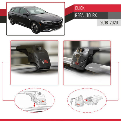 Compatible with Buick Regal TourX 2018-2020 ACE-2 Car Roof Rack Cross Bar Grey Aluminium 2 Bars