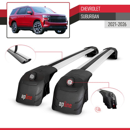 Compatible with Chevrolet Suburban 2021-2026 ACE-2 Model Car Roof Rack Cross Bar Gray Aluminium 2 Bars