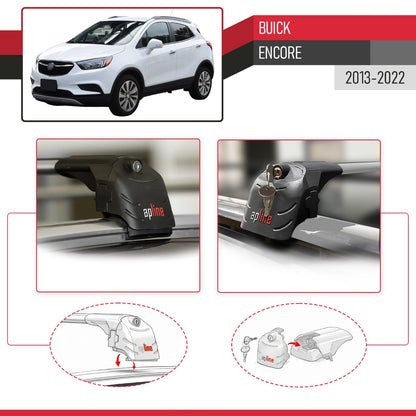 Compatible with Buick Encore 2013-2022 ACE-2 Model Car Roof Rack Cross Bar Gray Aluminium 2 Bars