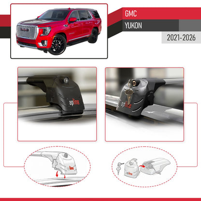 Compatible with GMC Yukon 2021-2026 ACE-2 Model Car Roof Rack Cross Bar Gray Aluminium 2 Bars