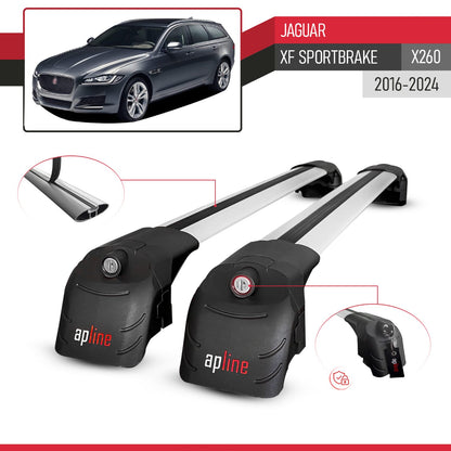 Compatible with Jaguar XF Sportbrake (X260) 2016-2024 ACE-2 Model Car Roof Rack Cross Bar Gray Aluminium 2 Bars