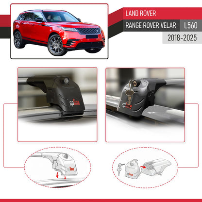 Compatible with Land Rover Range Rover Velar (L560) 2018-2025 ACE-2 Model Car Roof Rack Cross Bar Gray Aluminium 2 Bars