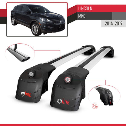 Compatible with Lincoln MKC 2014-2019 ACE-2 Model Car Roof Rack Cross Bar Gray Aluminium 2 Bars