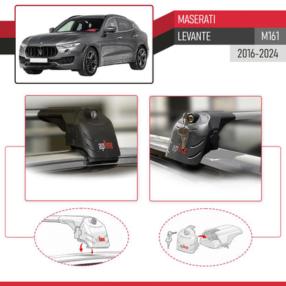 Compatible with Maserati Levante (M161) 2016-2024 ACE-2 Model Car Roof Rack Cross Bar Gray Aluminium 2 Bars
