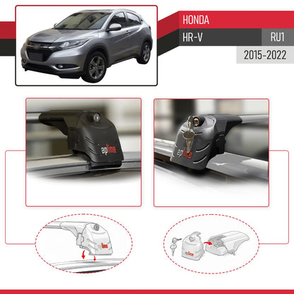 Compatible with Honda HR-V (RU1) 2015-2022 ACE-2 Model Car Roof Rack Cross Bar Gray Aluminium 2 Bars