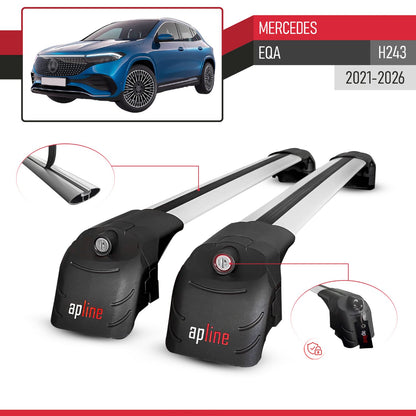 Compatible with Mercedes EQA (H243) 2021-2026 ACE-2 Model Car Roof Rack Cross Bar Gray Aluminium 2 Bars