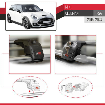 Compatible with Mini Clubman (F54) 2015-2024 ACE-2 Model Car Roof Rack Cross Bar Gray Aluminium 2 Bars