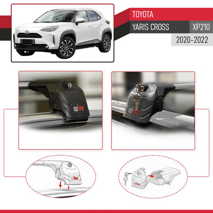 Compatible with Toyota Yaris Cross (XP210) 2020-2022 ACE-2 Model Car Roof Rack Cross Bar Gray Aluminium 2 Bars