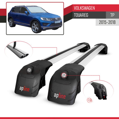 Compatible with VW Touareg (7P) 2015-2018 ACE-2 Model Car Roof Rack Cross Bar Gray Aluminium 2 Bars