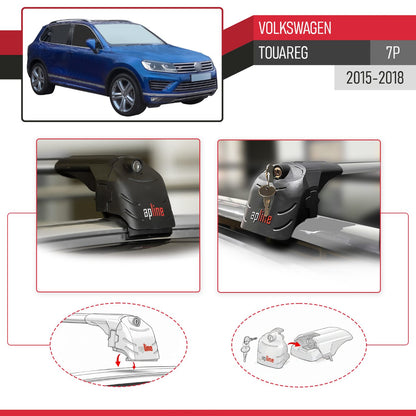 Compatible with VW Touareg (7P) 2015-2018 ACE-2 Model Car Roof Rack Cross Bar Gray Aluminium 2 Bars