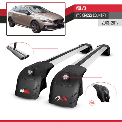 Compatible with Volvo V40 Cross Country 2013-2019 ACE-2 Model Car Roof Rack Cross Bar Gray Aluminium 2 Bars