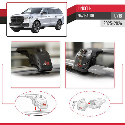 Compatible with Lincoln Navigator (U718) 2025-2026 ACE-2 Model Car Roof Rack Cross Bar Gray Aluminium 2 Bars