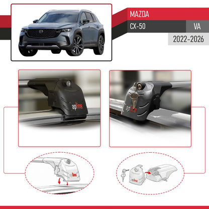 Compatible with Mazda CX-50 (VA) 2022-2026 ACE-2 Model Car Roof Rack Cross Bar Gray Aluminium 2 Bars