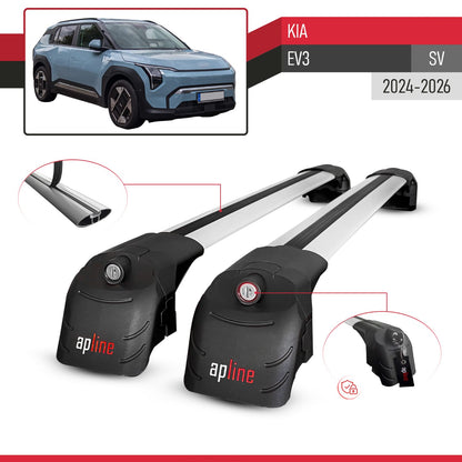 Compatible with Kia EV3 (SV) 2024-2026 ACE-2 Model Car Roof Rack Cross Bar Gray Aluminium 2 Bars