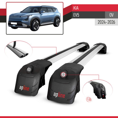 Compatible with Kia EV5 (OV) 2024-2026 ACE-2 Model Car Roof Rack Cross Bar Gray Aluminium 2 Bars