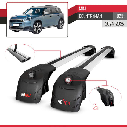 Compatible with Mini Countryman (U25) 2024-2026 ACE-2 Model Car Roof Rack Cross Bar Gray Aluminium 2 Bars