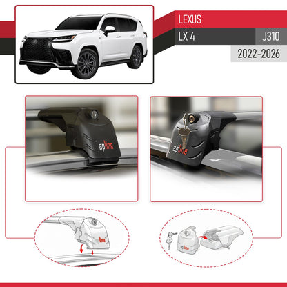 Compatible with Lexus LX 4 (J310) 2022-2025 ACE-2 Model Car Roof Rack Cross Bar Gray Aluminium 2 Bars
