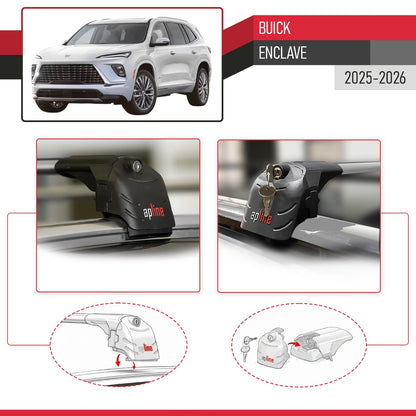 Compatible with Buick Enclave 2025-2026 ACE-2 Model Car Roof Rack Cross Bar Gray Aluminium 2 Bars