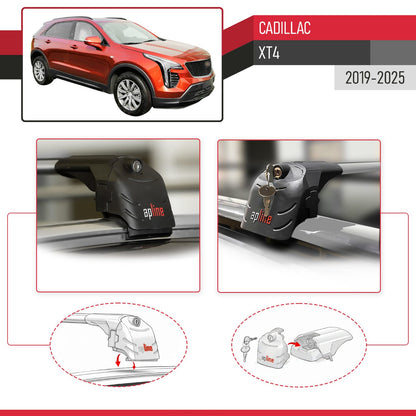 Compatible with Cadillac XT4 2019-2025 ACE-2 Model Car Roof Rack Cross Bar Gray Aluminium 2 Bars
