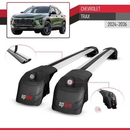 Compatible with Chevrolet Trax 2024-2026 ACE-2 Model Car Roof Rack Cross Bar Gray Aluminium 2 Bars