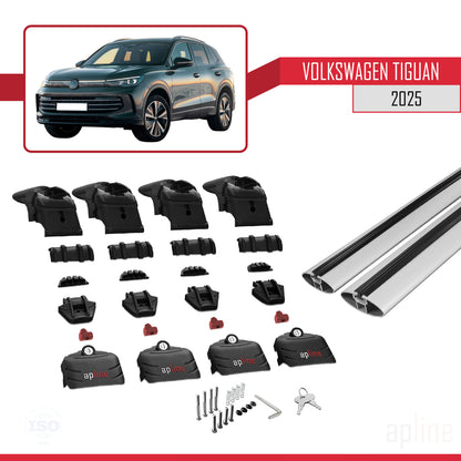 Compatible with Volkswagen Tiguan 2025 ACE-2 Car Roof Rack Cross Bar Grey Aluminium 2 Bars