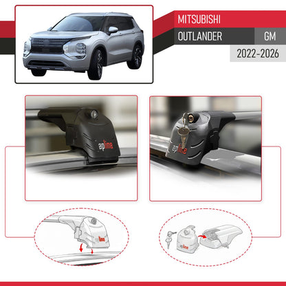 Compatible with Mitsubishi Outlander (GM) 2022-2026 ACE-2 Model Roof Rack Gray 2 Aluminium Bars