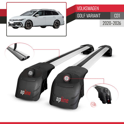 Compatible with Volkswagen Golf Variant (CD1) 2020-2026 ACE-2 Model Car Roof Rack Cross Bar Gray Aluminium 2 Bars