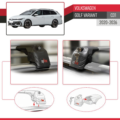 Compatible with Volkswagen Golf Variant (CD1) 2020-2026 ACE-2 Model Car Roof Rack Cross Bar Gray Aluminium 2 Bars