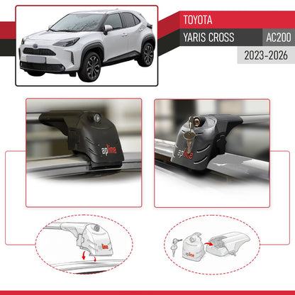 Compatible with Toyota Yaris Cross 2023-2026 ACE-2 Model Roof Rack Gray 2 Aluminium Bars