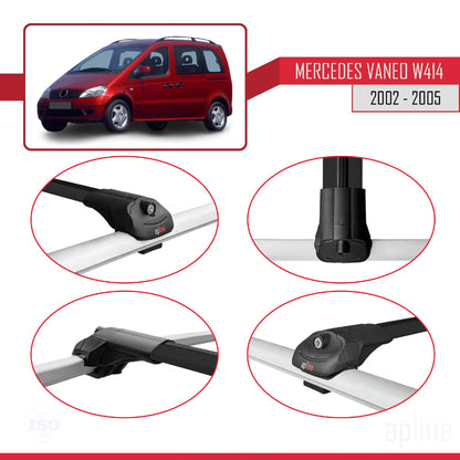 Compatible with Mercedes Vaneo (W414) 2002-2005 ACE-1 Car Roof Rack Cross Bar Black Aluminium 2 Bars