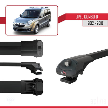 Compatible with Opel Combo D 2012-2018 ACE-1 Car Roof Rack Cross Bar Black Aluminium 2 Bars