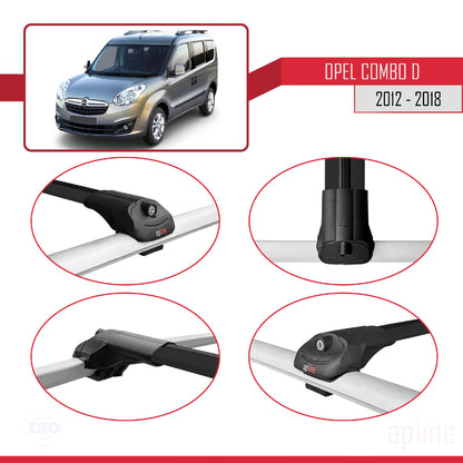 Compatible with Opel Combo D 2012-2018 ACE-1 Car Roof Rack Cross Bar Black Aluminium 2 Bars